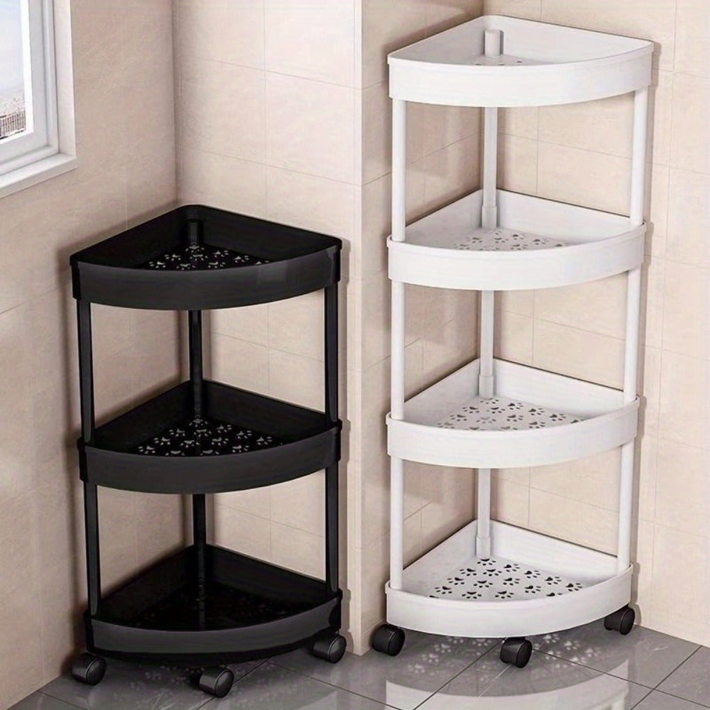 Plastic Mobile Storage Cart with Multi-Tier Shelves for Kitchen Bathroom and Living Room