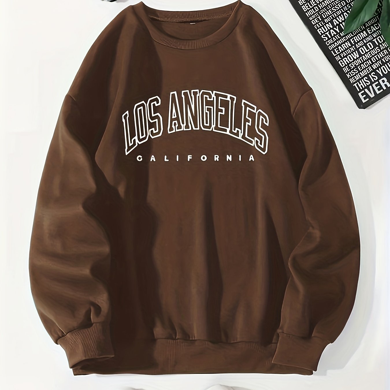 Women's Letter Print Pullover Sweatshirt Fall Winter Casual Long Sleeve Crew Neck