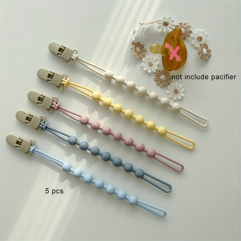 Set of 3 Baby Pacifier Clips Non-Toxic Silicone Gender-Neutral Durable and Long-Lasting