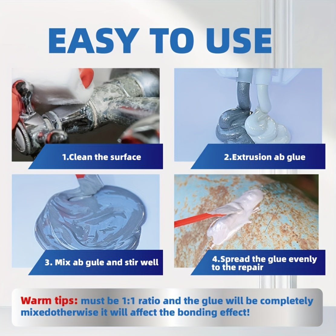 Heavy Duty AB Glue Waterproof High-Temperature Resistant Strong Adhesion