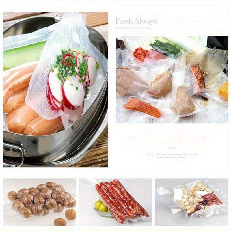 5 dona oziq-ovqat vakuum yopishqoq sumkalar go‘sht, dengiz mahsulotlari, meva, quritilgan mahsulotlar uchun saqlash