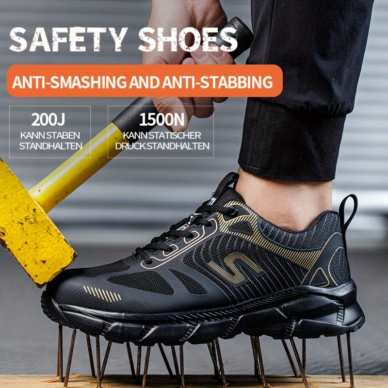Men's Breathable Steel Toe Work Sneakers Puncture-Resistant Safety Shoes