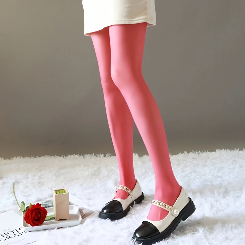 Ayollar uchun 120D Birxil Rangli Tizzaboplar, Teshikga qarshi, yuqori elastik, issiq bahor va kuz shirin ranglar