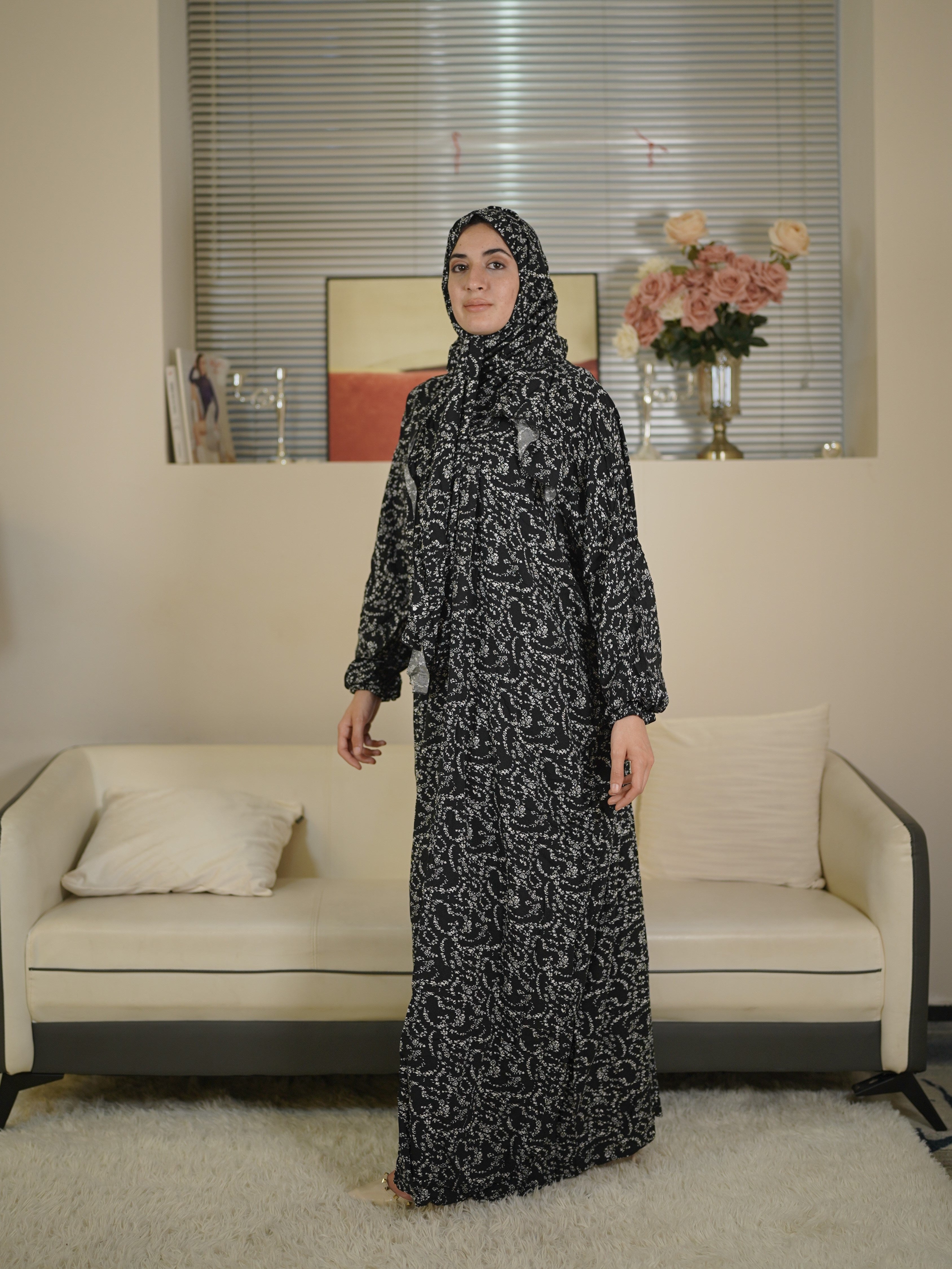 Plus Size Floral Print Maxi Dress Long Sleeve Modest Clothing