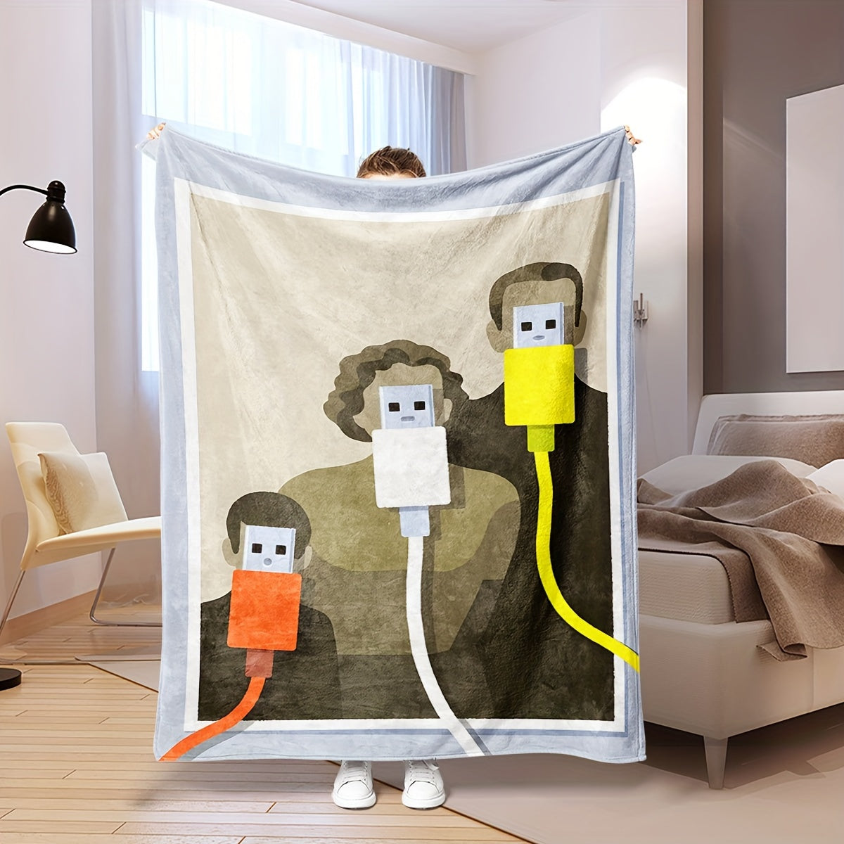 Soft Plush Throw Blanket USB Powered Cozy Warm for Office Living Room Bedroom