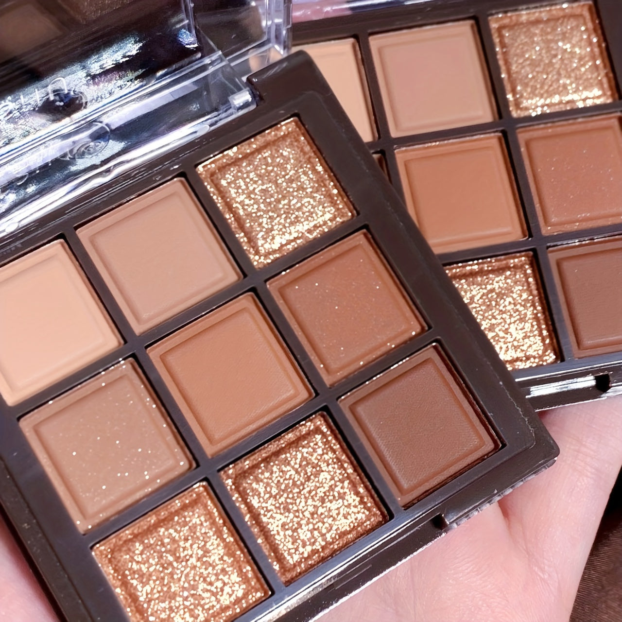 Paleta de sombras de ojos con purpurina mate perlada para mujer con 9 colores chocolate