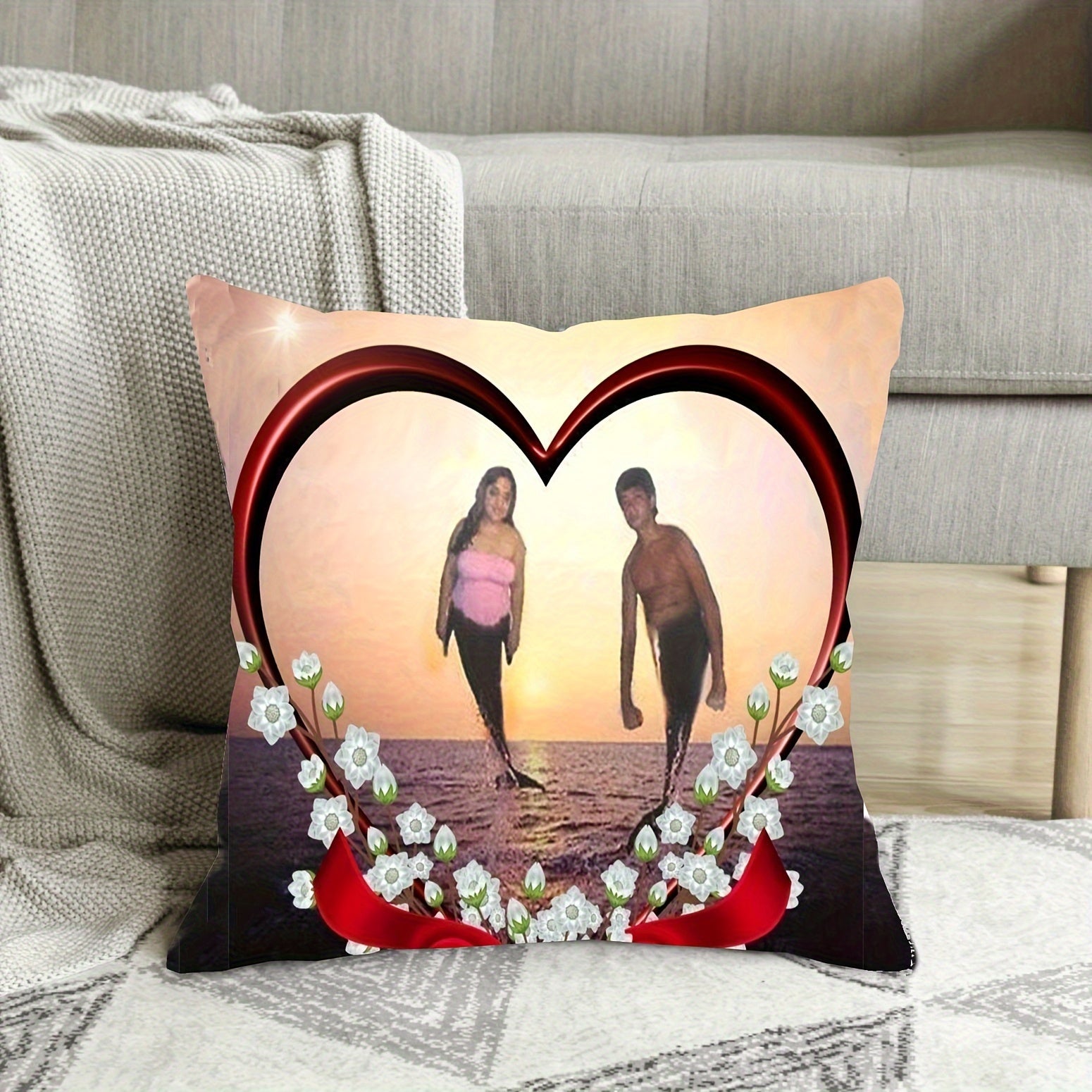 Custom Soft Plush Pillow for Home Decor Personalize with Photo and Name 45.72cm
