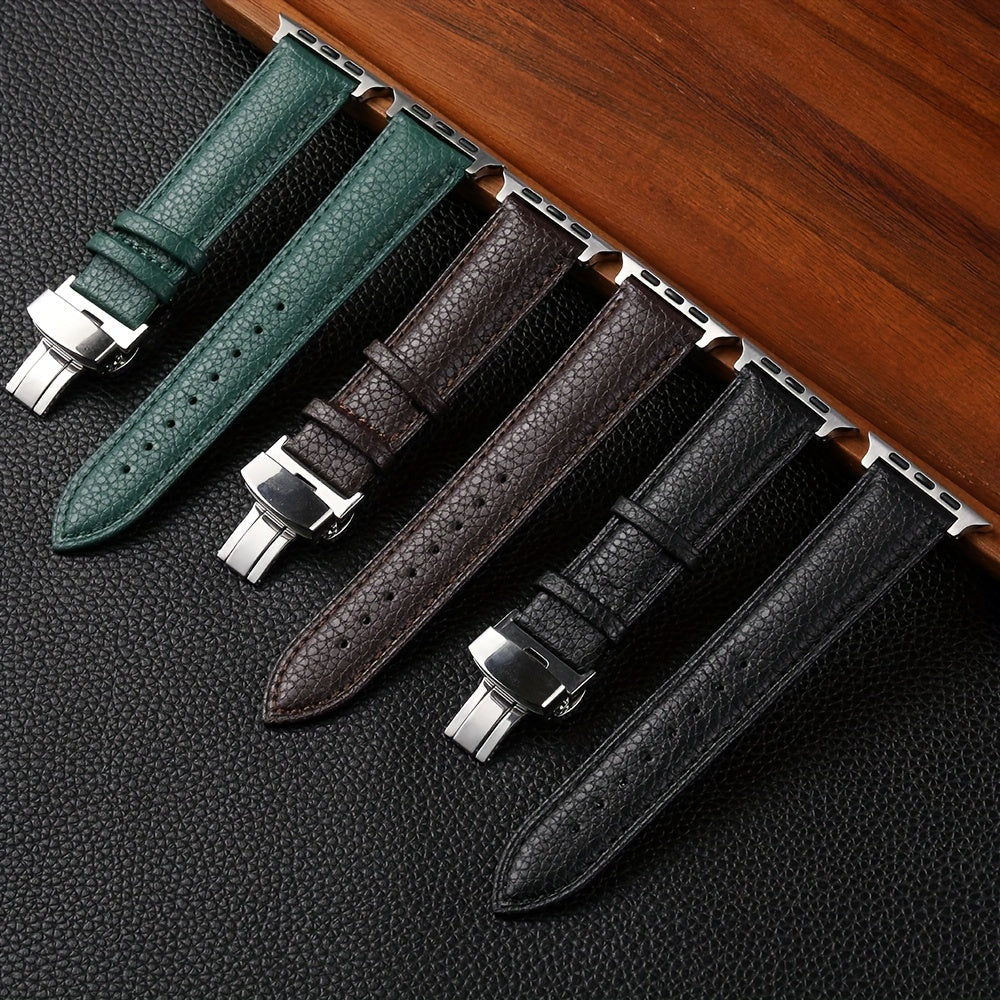 Litchi Pattern Synthetic Leather Watch Band for Apple Watch 38mm 45mm