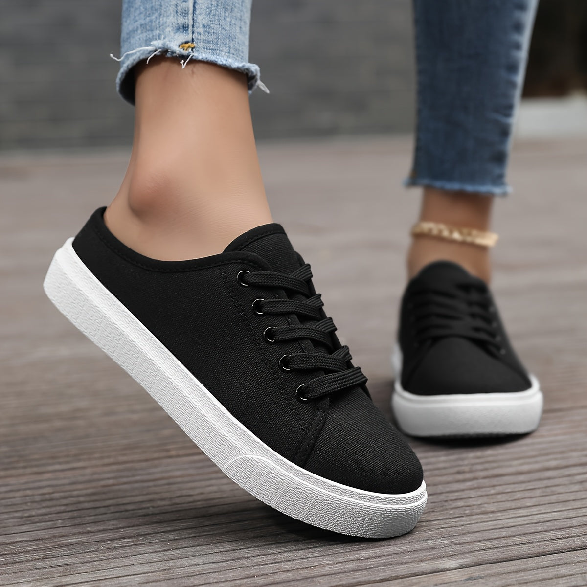 Ladies' Flat Shoes Solid Color Breathable Fabric Comfortable All-Season
