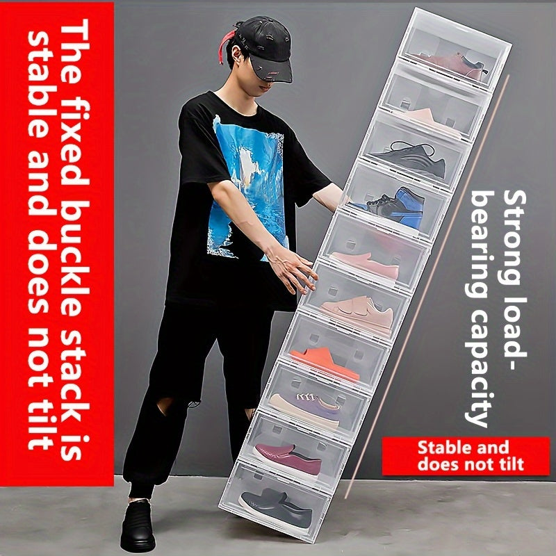 Clear Plastic Shoe Storage Boxes 6-Pack with Flip Top Closure for Sneakers and Athletic Shoes