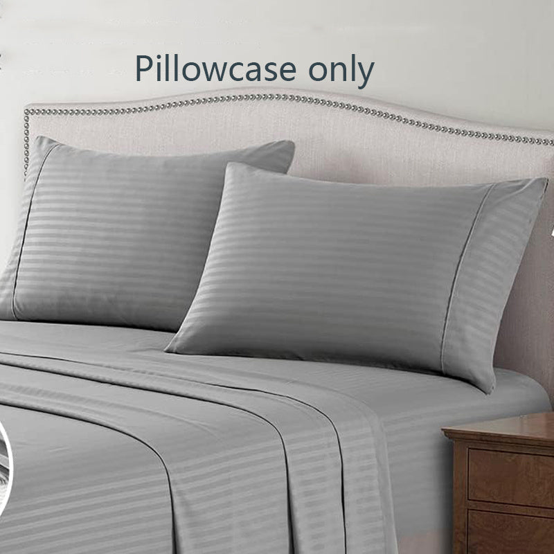 Striped Pillowcases Soft Breathable Woven Polyester Machine Washable Lightweight 90gsm