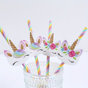 Set of 20 Unicorn Paper Straws for Parties, Birthdays, Weddings, Baby Showers