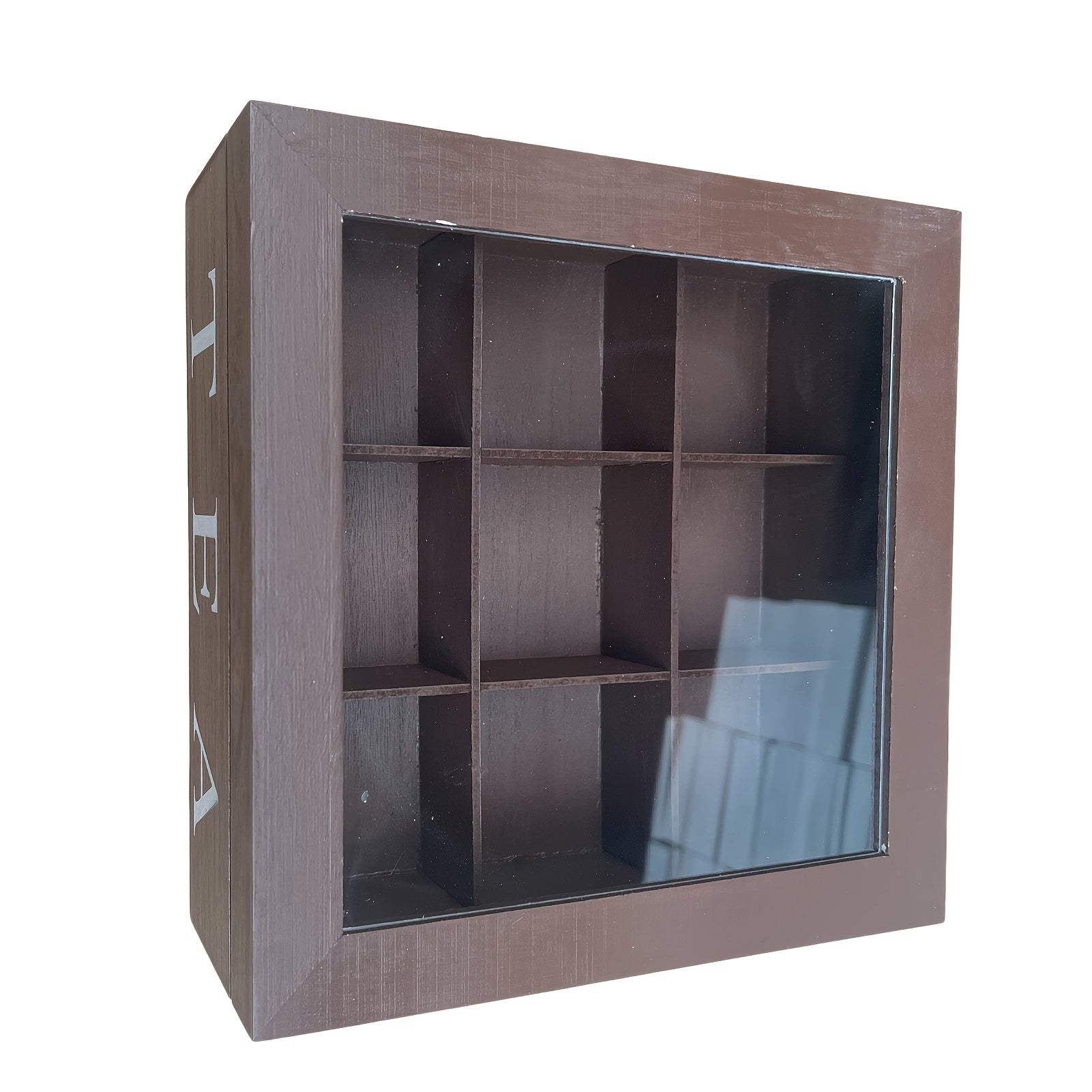 Black Wooden Tea and Jewelry Storage Box with Drawer and Lid