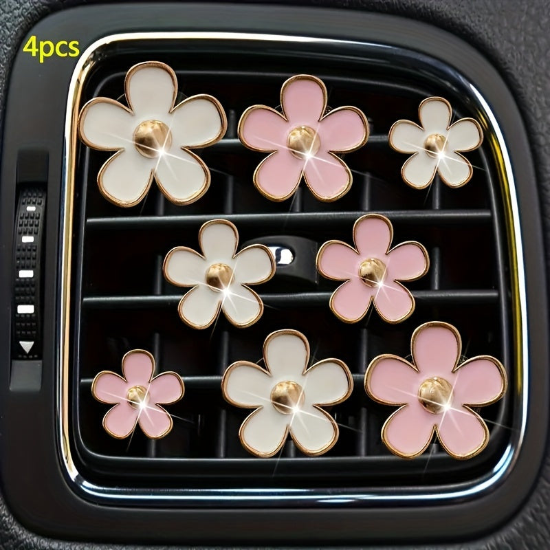 4pcs Alloy Daisy Car Ventilation Hole Perfume Diffuser Clips Interior Decoration