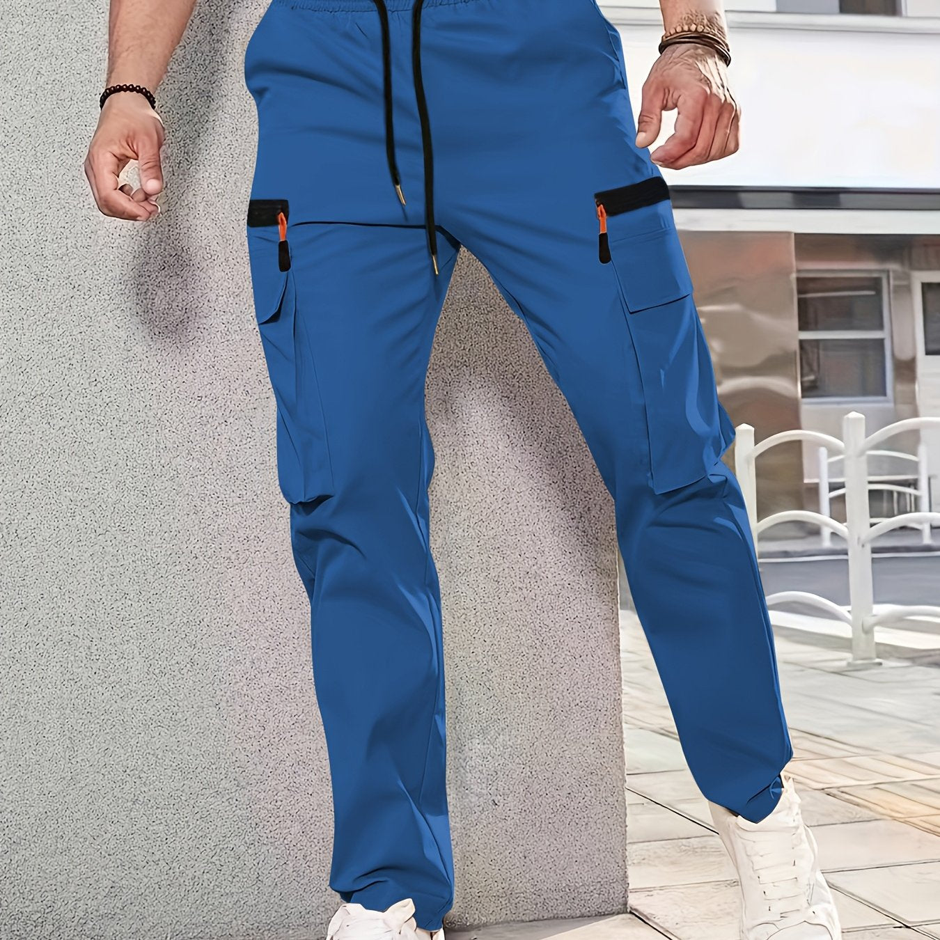 Men's Cargo Pants Regular Fit Solid Color Polyester Straight Leg All-Season Casual