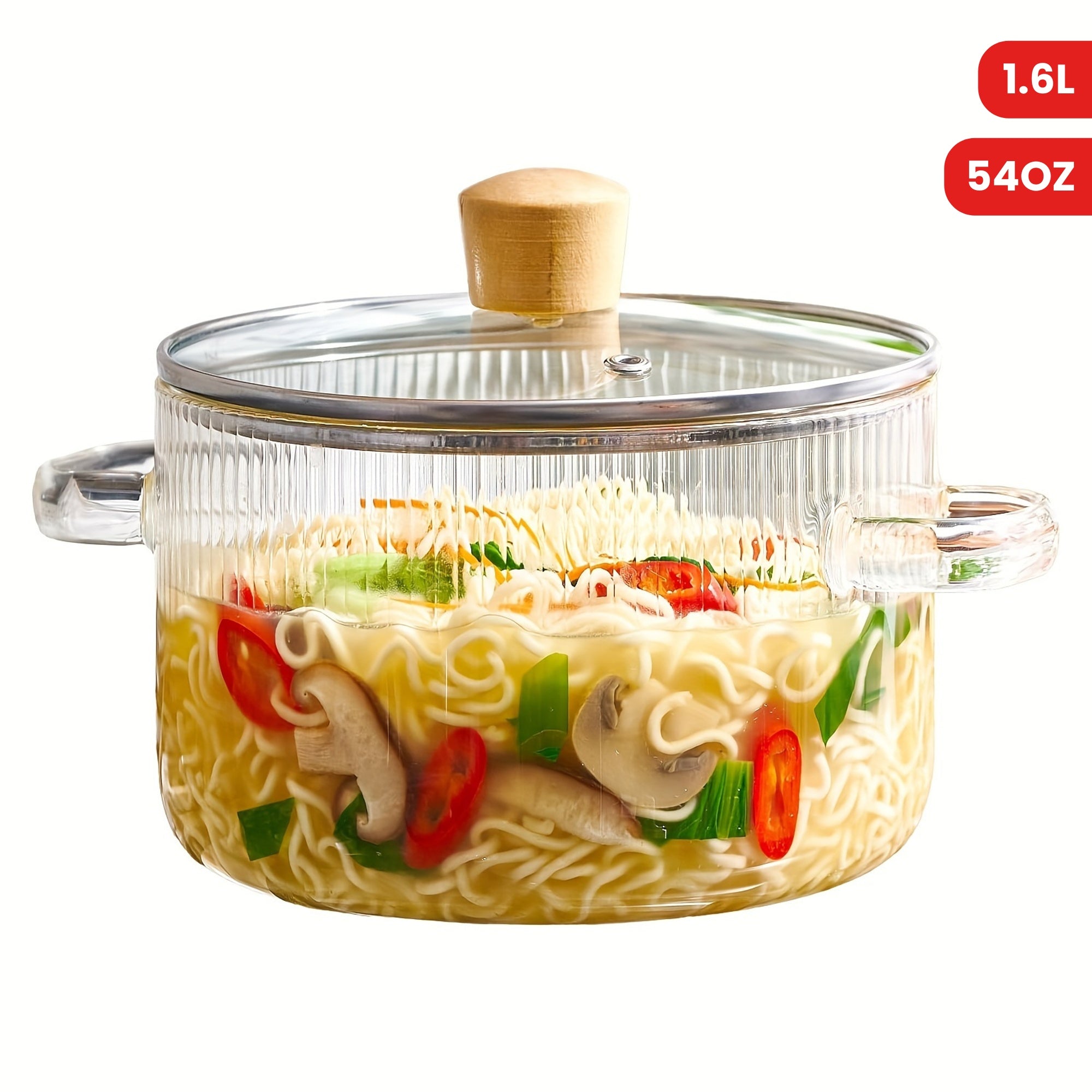 Glass Cooking Pot Set 1.6L Borosilicate with Lid and Paella Pan