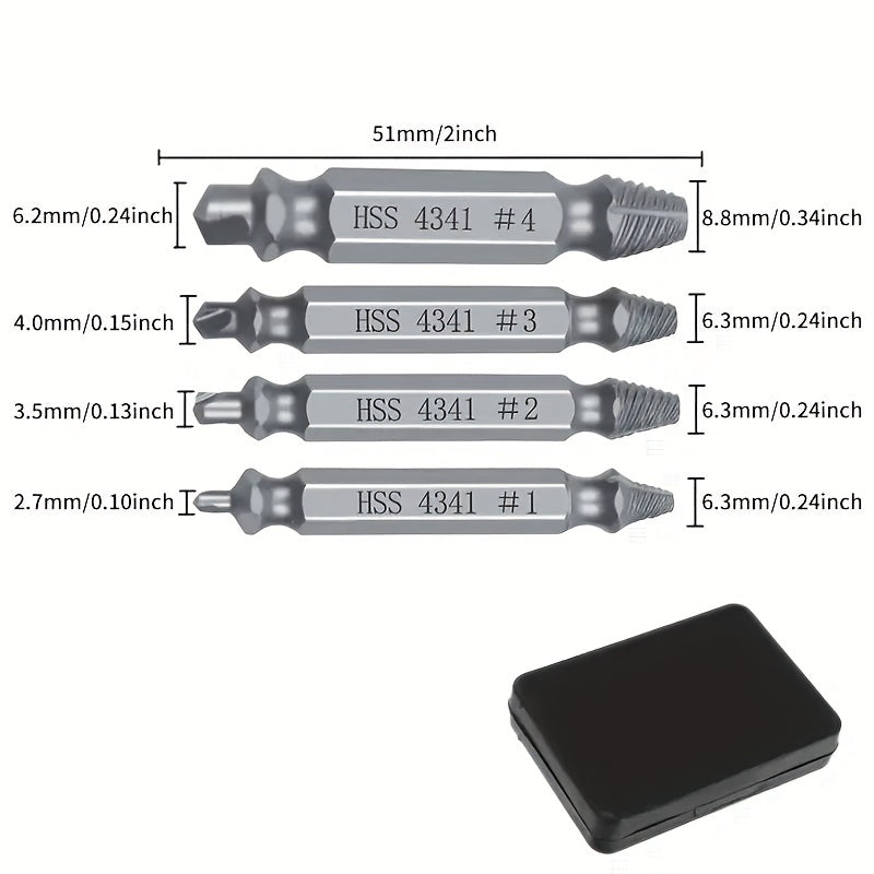 Набор из 5-6 шт. стальных извлекателей для выкручивания сорванных и сломанных болтов
