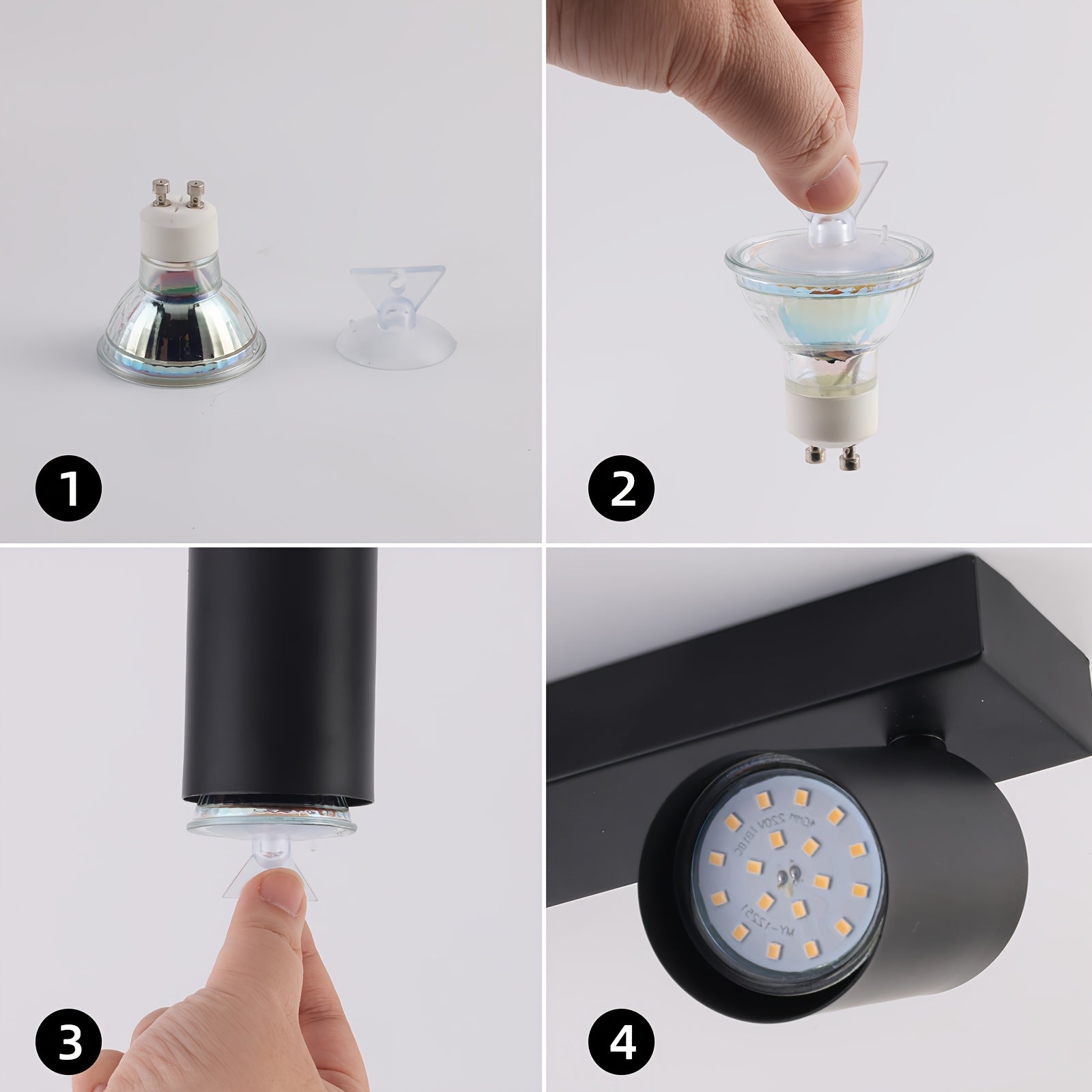 Modern Black LED Ceiling Spotlight with 350° Swivel 3-Bulb GU10 Wall Light