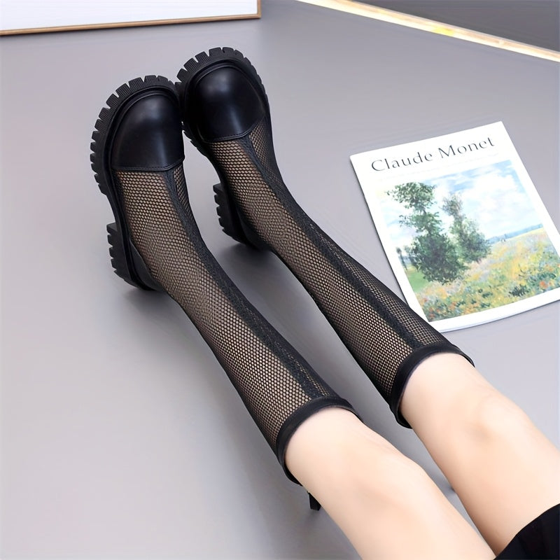 Women High Boots Polyurethane Casual Riding Shoes Large Size 43