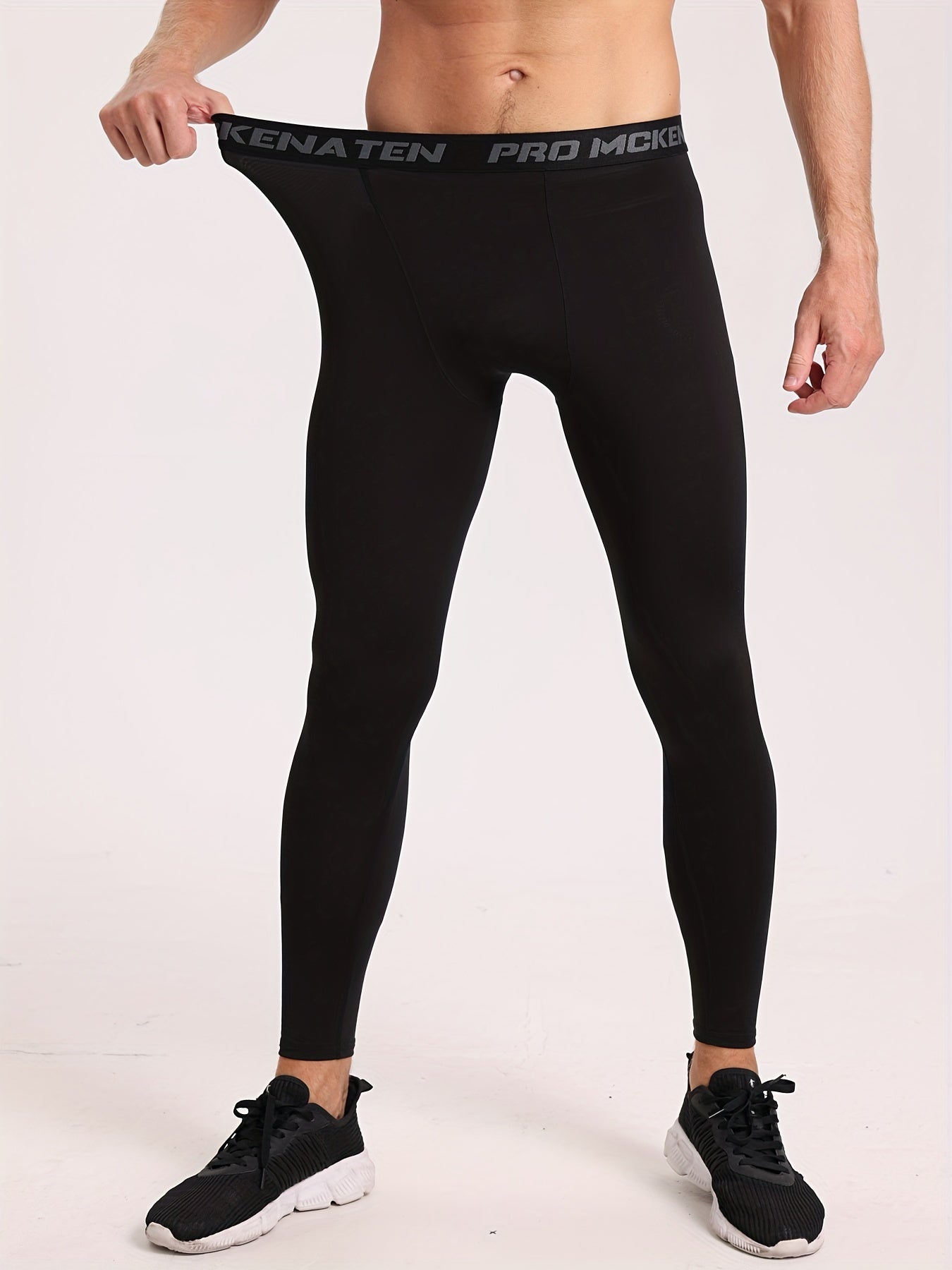 Men's Black Thermal Compression Tights for Basketball Running and Workout