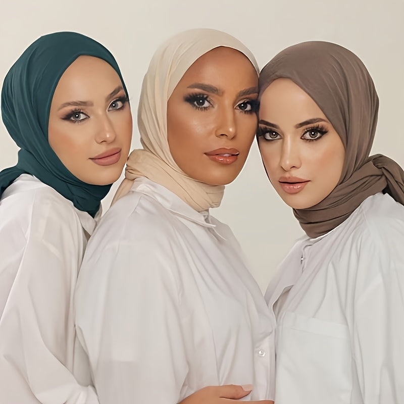 Ayollar uchun yuqori sifatli bir rangli polyester sharf, barcha fasllar va tadbirlar uchun mos, Ramazon uchun qulay.