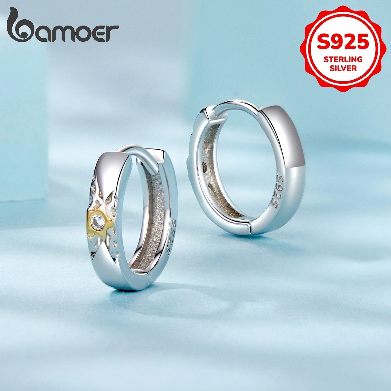 Ayollar uchun Yulduz va Zirconiya bilan Sterling Silver Halqa Eshiklar