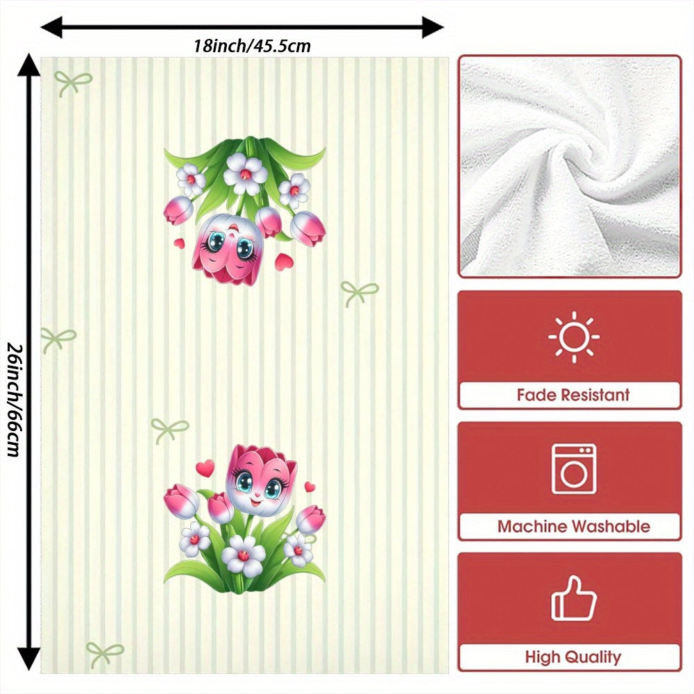 Two Pieces Decorative Towels Quick-Dry Absorbent Kitchen Bathroom 45.72x66.04 cm
