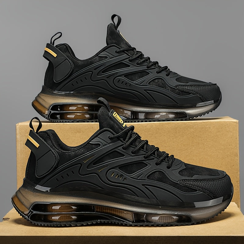 Men's Breathable Knit Athletic Sneakers with Air Cushion Non-Slip Sole for Outdoor and Casual Wear