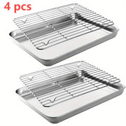 Stainless Steel Kitchen Tools Set with Baking Pan, Drain Rack, Grill Net, Oven Rack, Vegetable Tray
