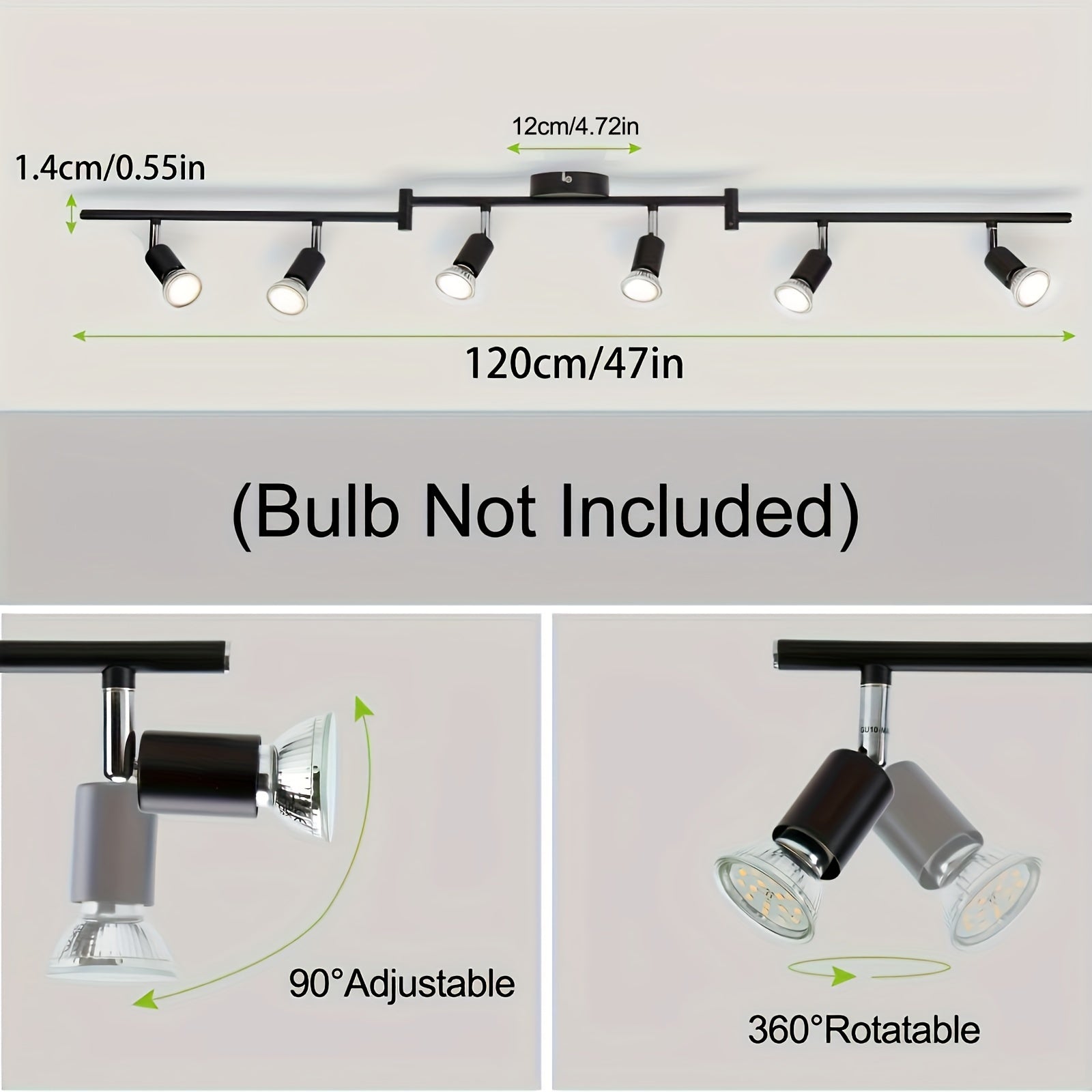 Silver Ceiling Spotlight with 6 GU10 6W LED Bulbs Adjustable for Living Room Kitchen Modern Metal