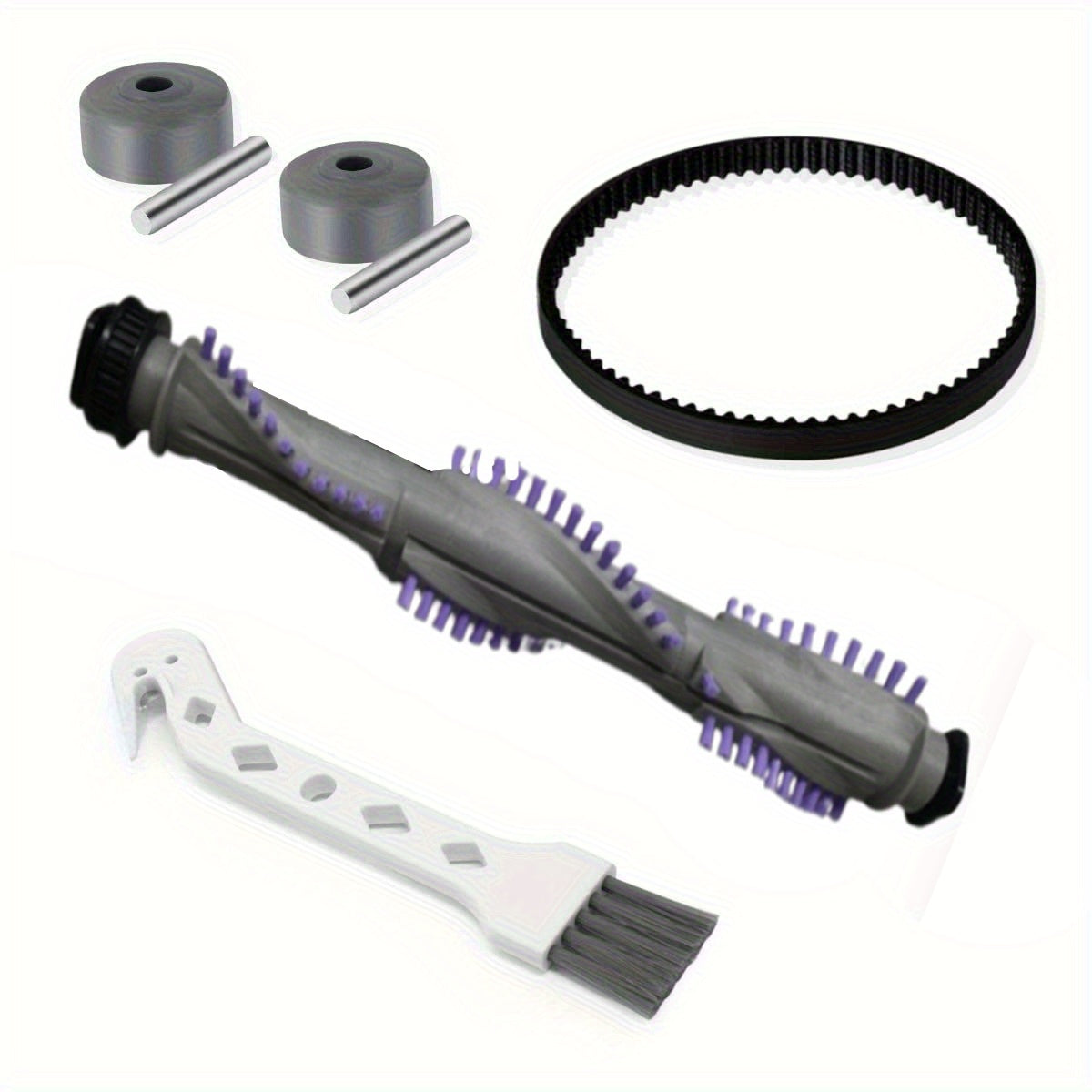 Shark NV500, NV501 va UV560 changyutgichlari uchun almashtirish aksessuarlar to'plami asosiy cho'tka, kamar, kichik g'ildirak va kichik oq cho'tkadan iborat.