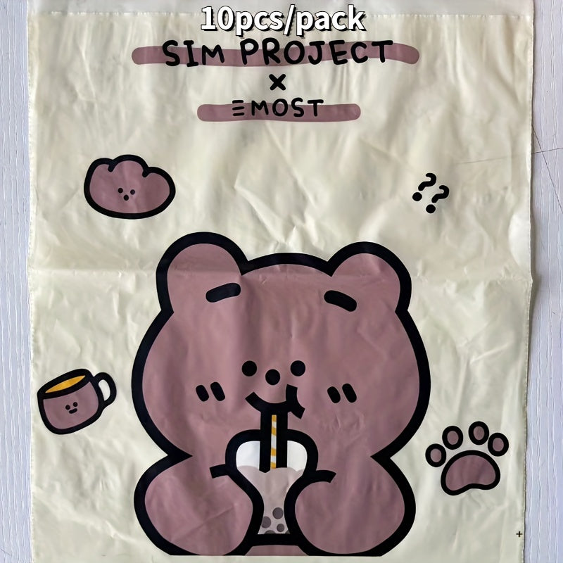 Set of 10 Mini Adhesive Trash Bags for Car Office Home with Cartoon Designs