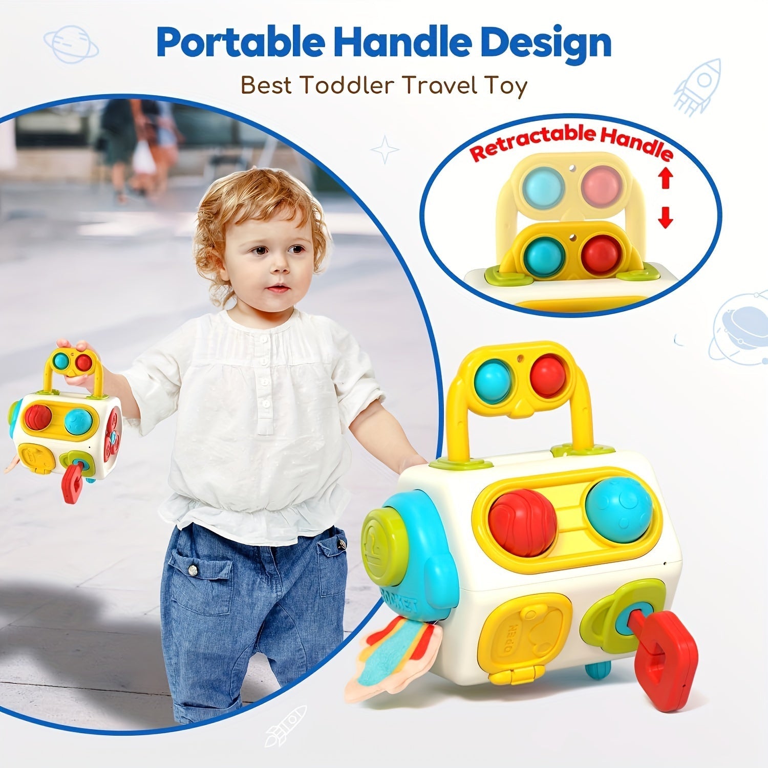 Band to'p kubi sezgi o'yinchoq - Yosh bolalar va kichik bolalar uchun ajoyib, erta o'rganishni va kognitiv rivojlanishni rag'batlantiradi, Halloween, Rojdestvo va maxsus tadbirlar uchun ideal sovg'a, Switch Box va Cube Puzzle bilan mos keladi.