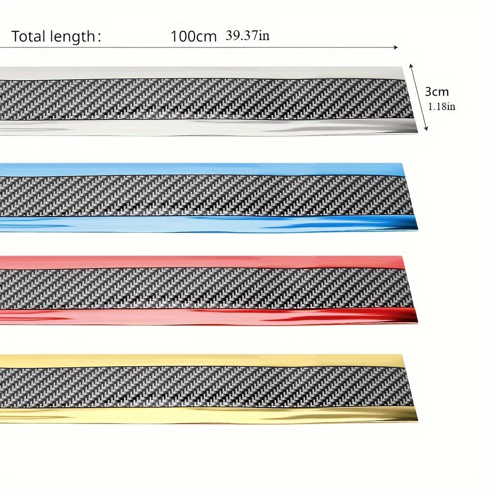 Car Door Sill Protector Carbon Fiber Scratch-Resistant Bumper Film 1m