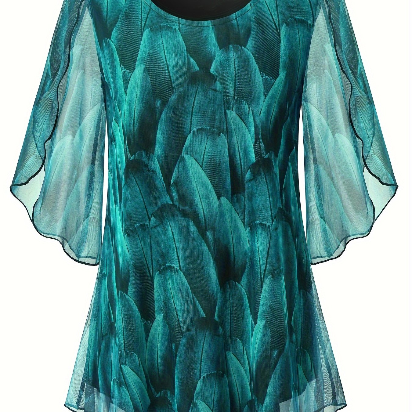 Women's Mesh Ruffle Blouse with Cross-Over Design, Flowy, Breathable, Summer Top