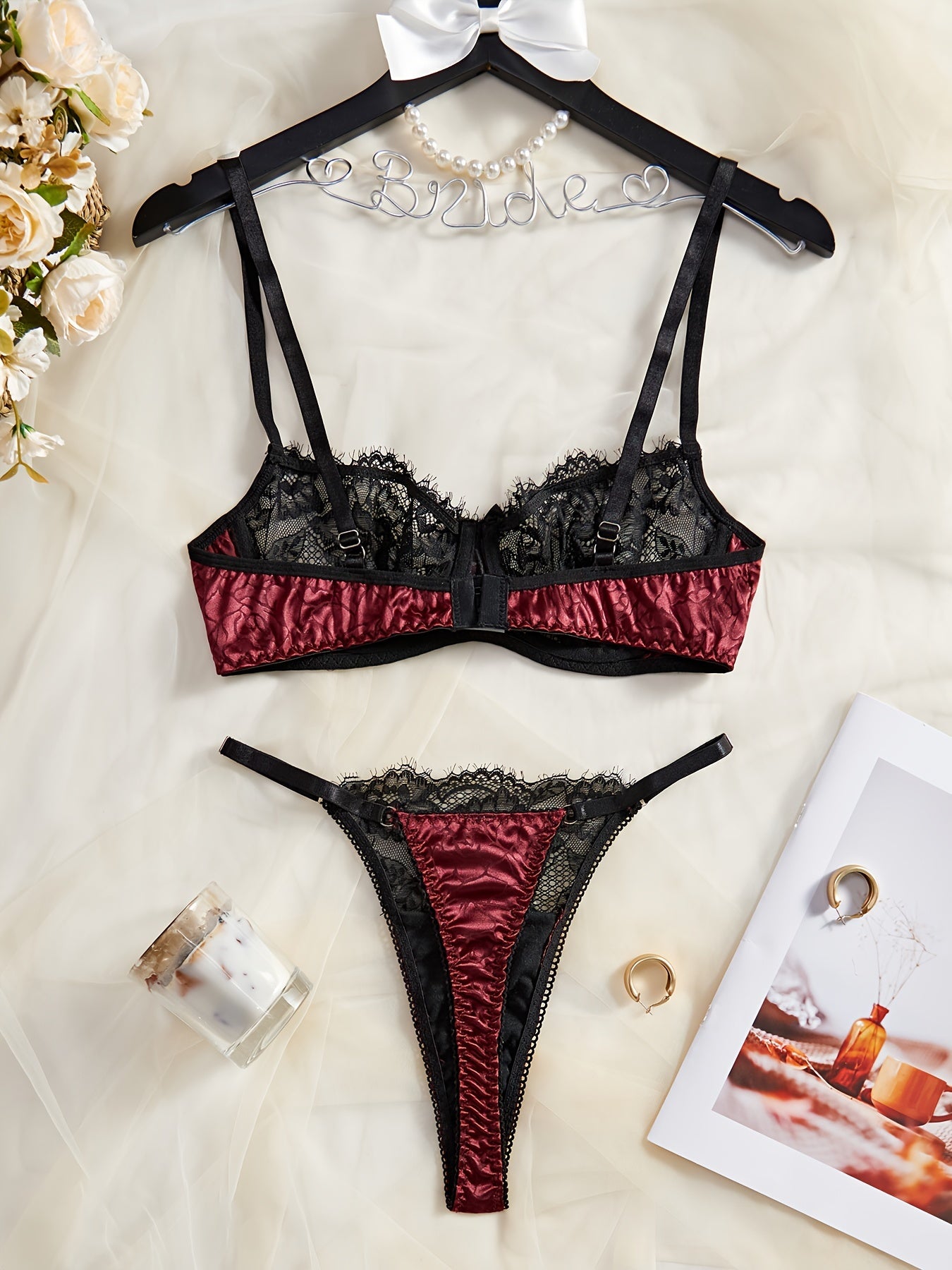 Women's Seductive Lace Lingerie Set with Adjustable Straps