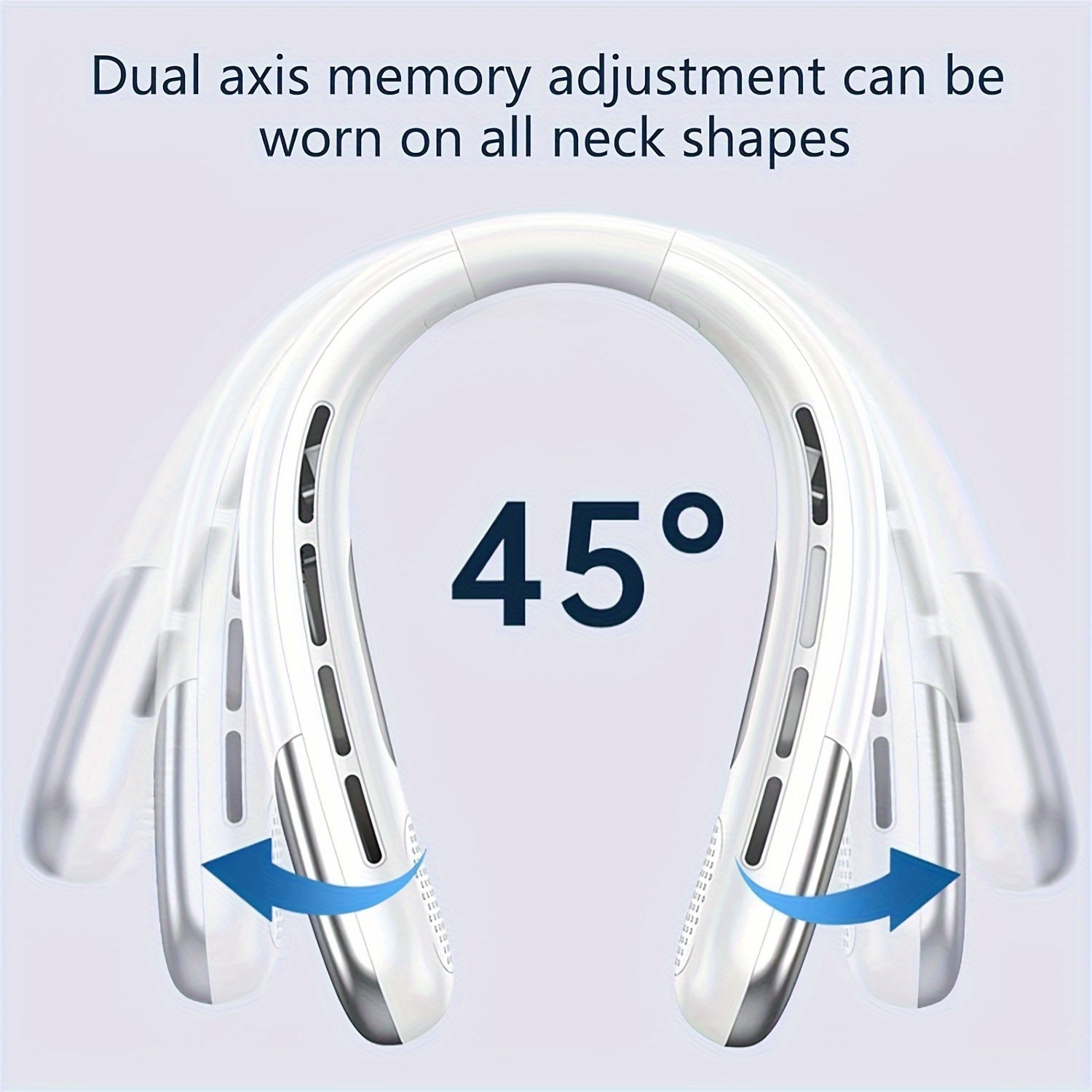 Noiseless Neck Fan with LED Screen, 5-Speed, Rechargeable, Portable for Outdoor and Travel