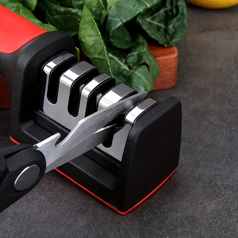 Kitchen Knife Sharpener, Hangable Four-Section Multi-Functional Handheld Tool