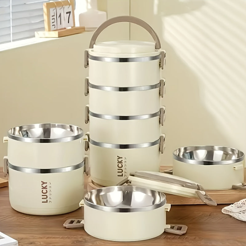 Insulated Stainless Steel Lunch Box with Lid and Handle Leak-Proof Thermal Food Container for School Office Camping