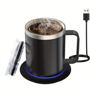 Electric Coffee Mug Warmer Set with Heating Base and Lid for Desk