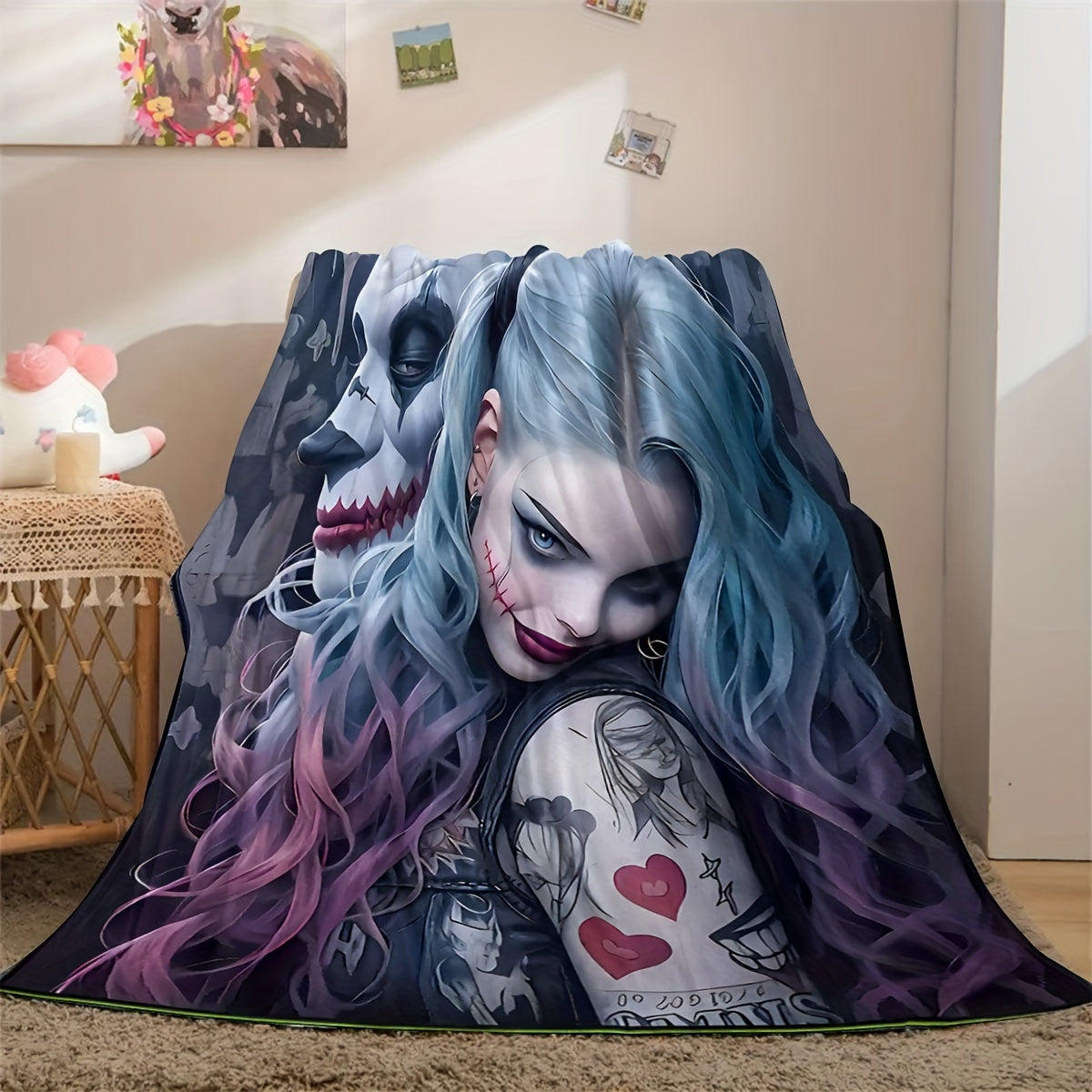 Cozy Clown-Themed Halloween Flannel Blanket for Couch Bed Camping and Travel