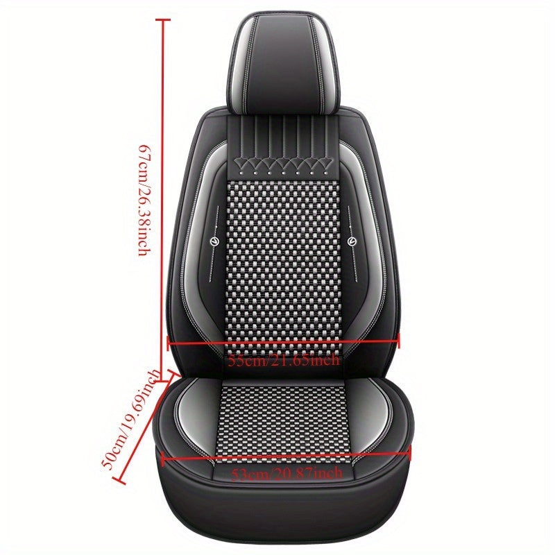 Universal Car Seat Cover Full Enclosure PU Leather Ice Silky Fiber All-Season