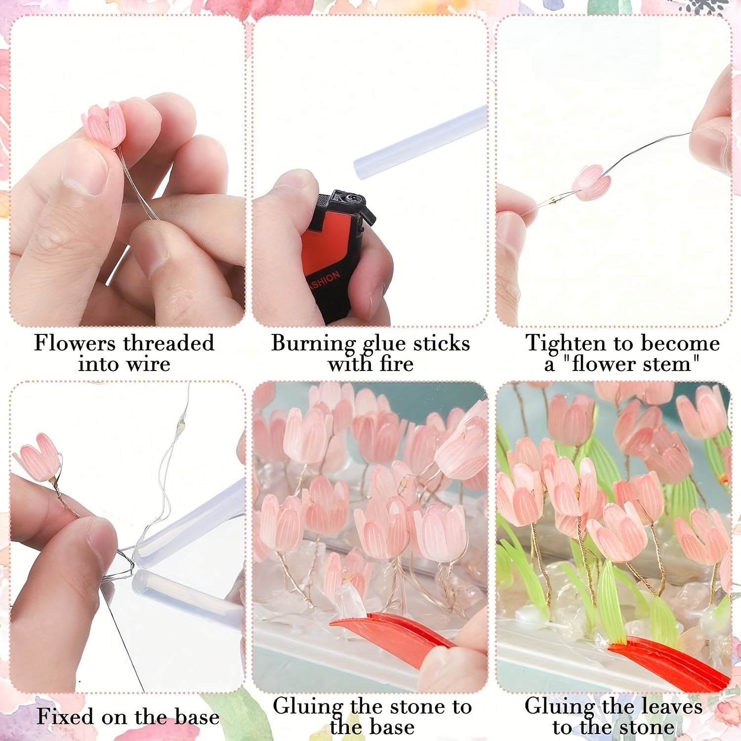 DIY Tulip Nightlight with 20 LEDs Flower Sea Modern Tabletop Gift for Girlfriends Family and Friends