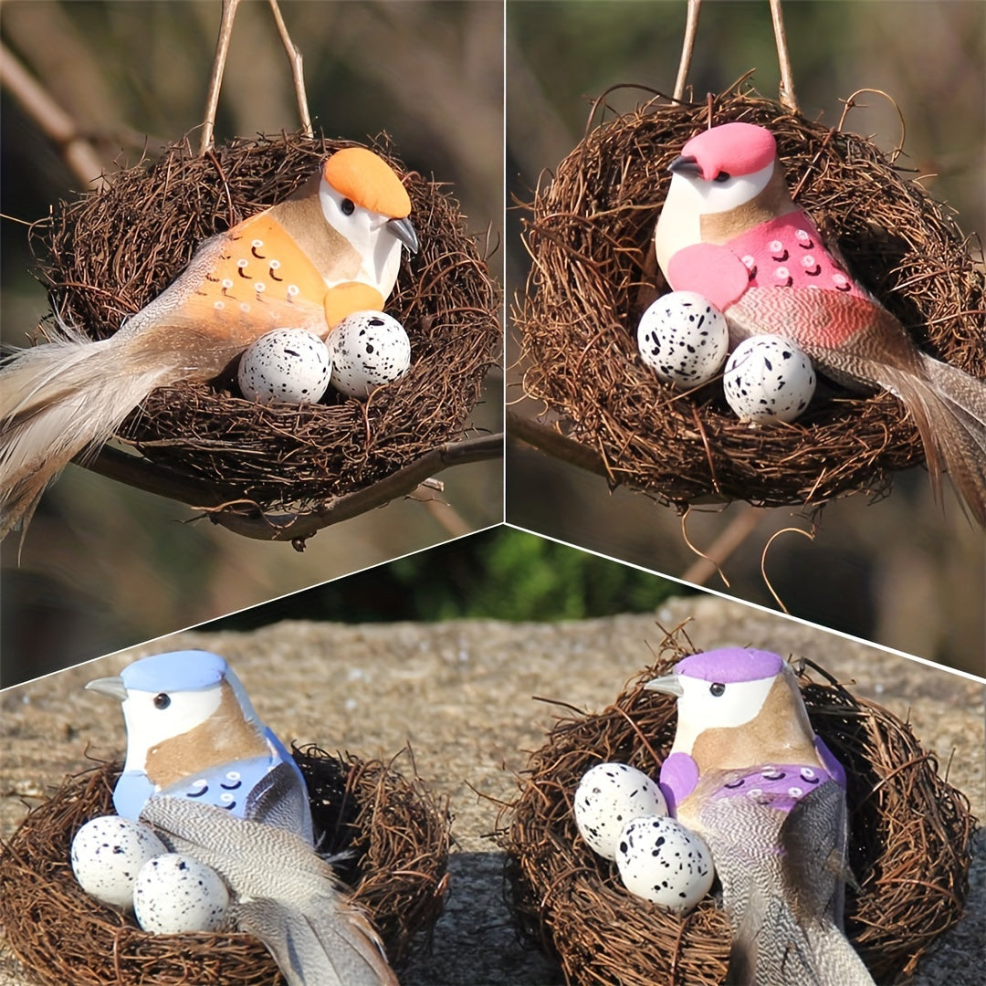 2pcs Handmade Rattan Bird Nests for Garden Decor Suitable for Bird Species