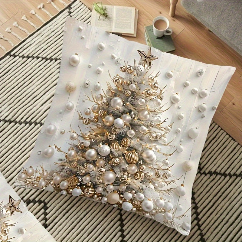 Christmas Tree Pillow Cover Reversible 44.96x44.96cm Polyester Sofa Living Room Decor