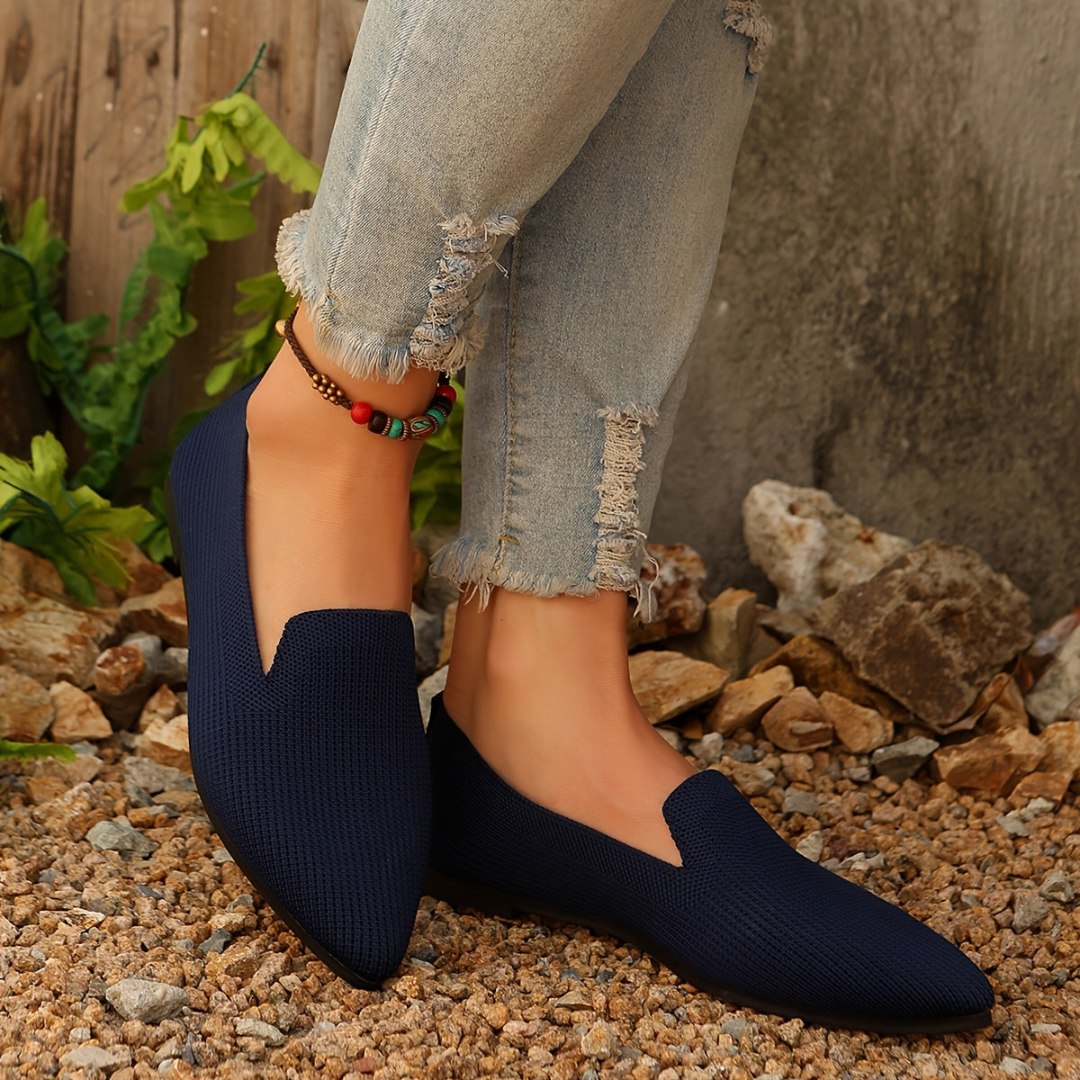 Women's Lightweight Pointed Toe Flats Slip-On Casual Shoes All-Season