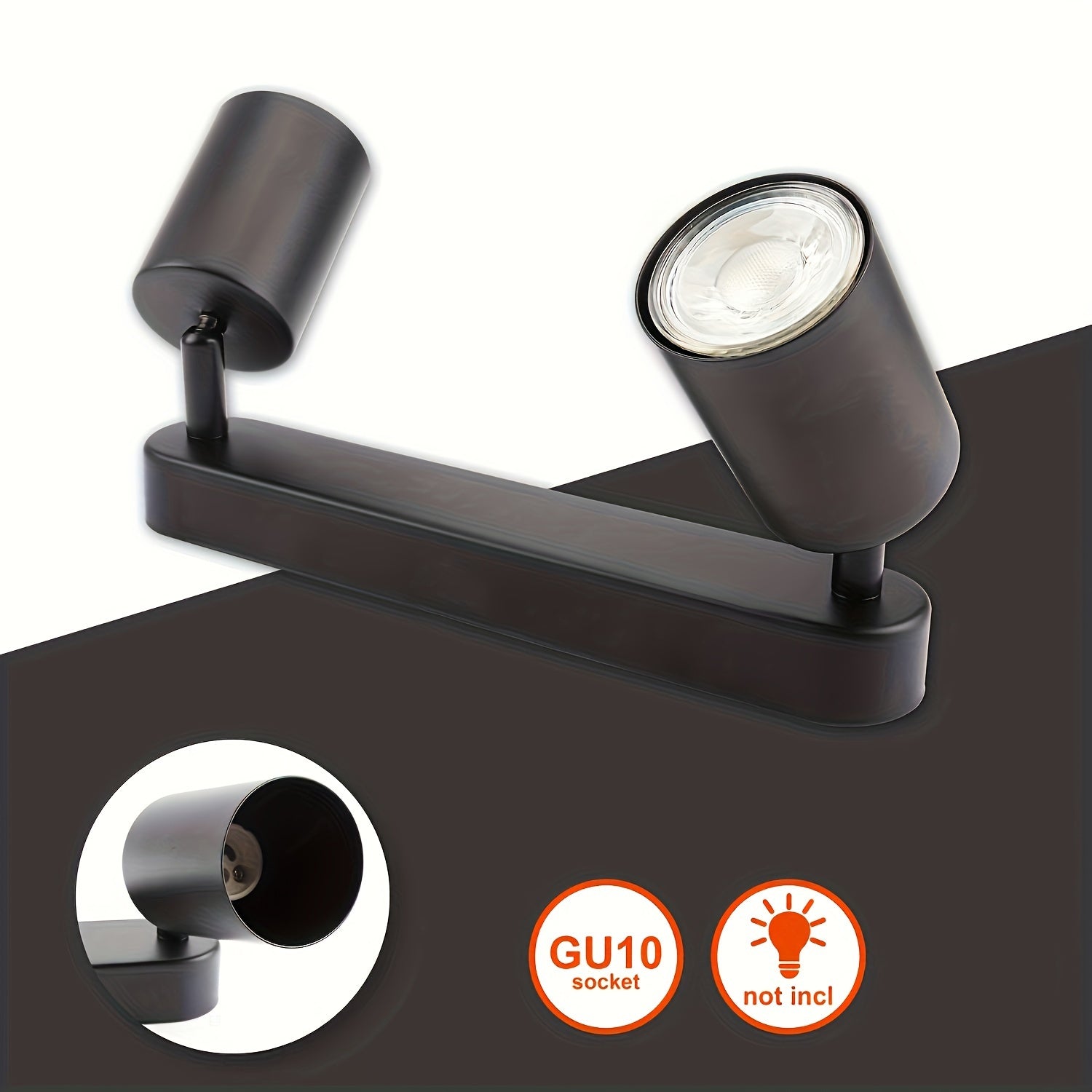 1 шт. AMANSOUR Винтажный стиль потолочный светильник из литого железа с 2-ламповым поворотным прожектором, основание GU10, полупотолочный монтаж, управление переключателем, 110В-240В - лампочка не включена