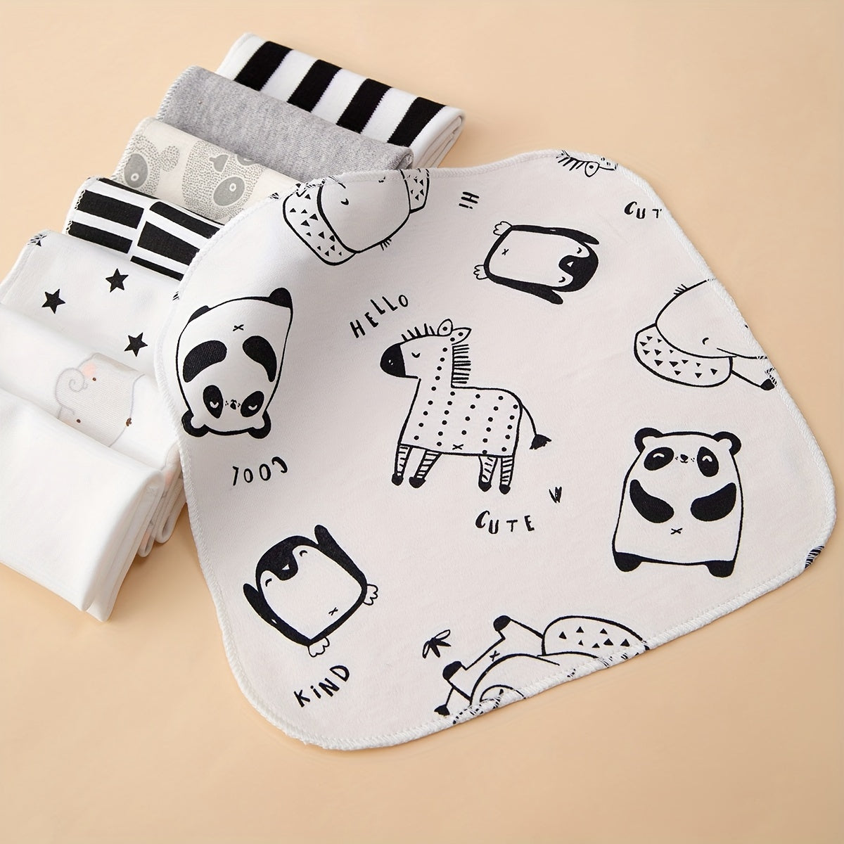 Set of 8 Soft Cotton Baby Bibs for Home Feeding Non Waterproof Multicolor