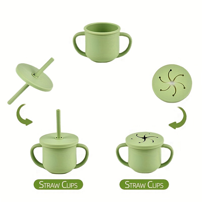 Silicone Baby Feeding Set 10 Pieces for Ages 0-3 Non-Slip Plate Bowl Bib Straw Cup Spoon Fork