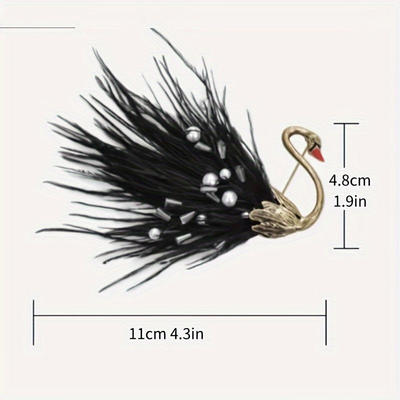 Feathered Swan Brooch Pin Vintage Style Animal Shape for Coats Sweaters
